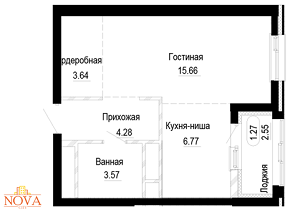 1-комн. квартира 35,83 м², ЖК NOVA CITY