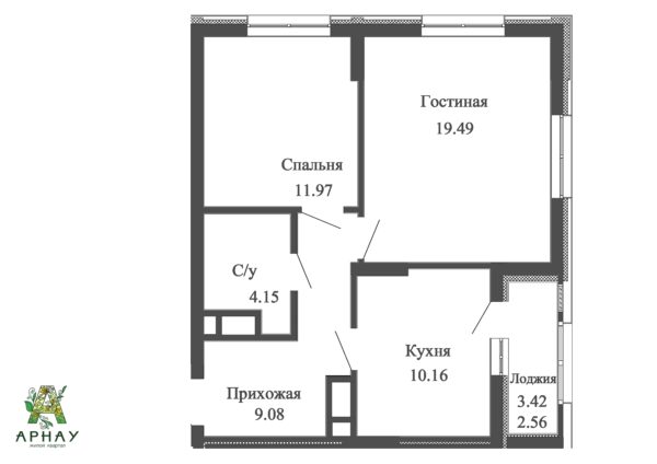 2-комнатная квартира в ЖК Арнау